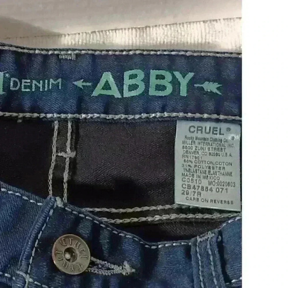 "CRUEL DENIM" Women's Abby Blue Jeans 29/7R Medium Wash Wide Stitch Boot Cut - Picture 7 of 9